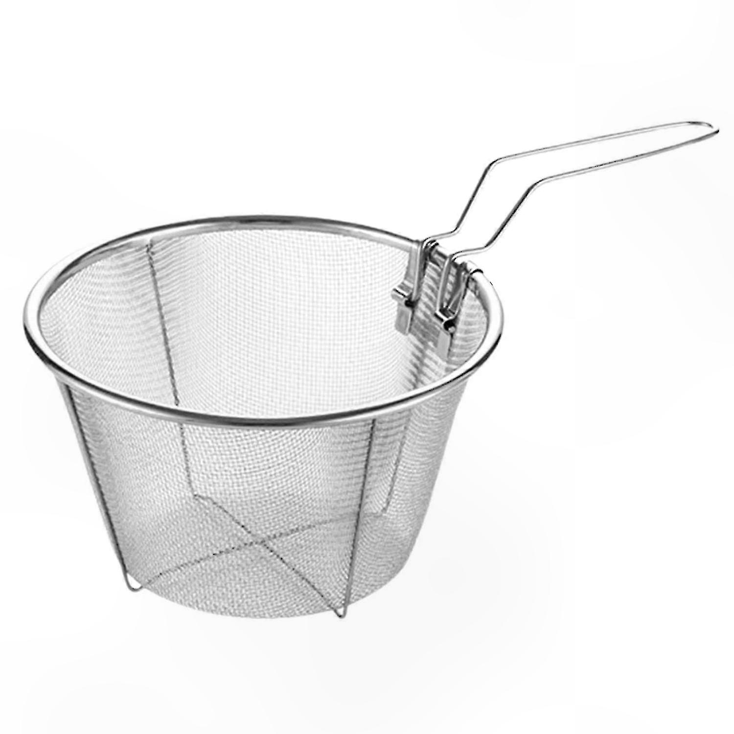 Fine Mesh Frying Basket with Foldable Handle, Non-Stick Bottom, Heat Resistant, 2 Sizes