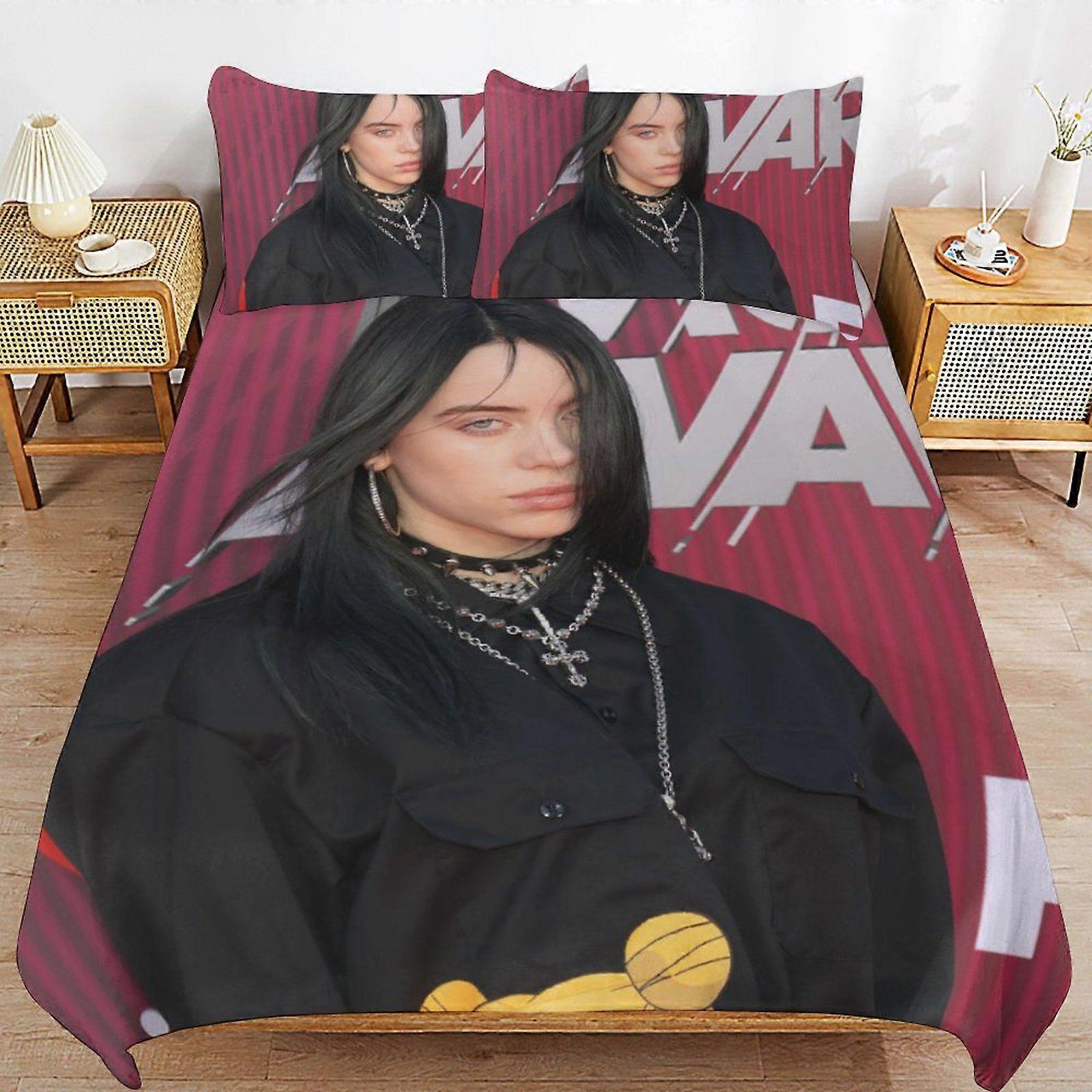 x505 Billie Eilish Flexible Fit Bedding Ready Stitch Line Wrinkle Free Soft Zipper Duvet Cover Sets Use Case z505