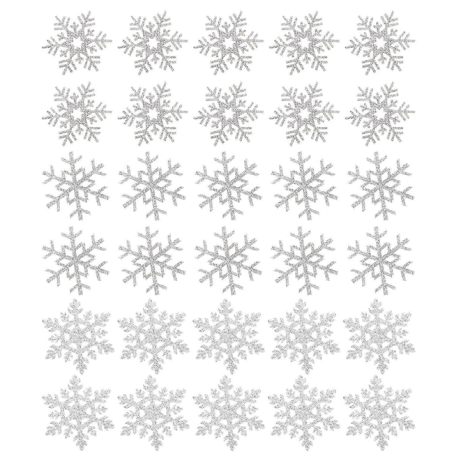DIY Snowflake Ornament Glitter Cloth for Handmade Decor 60Pcs
