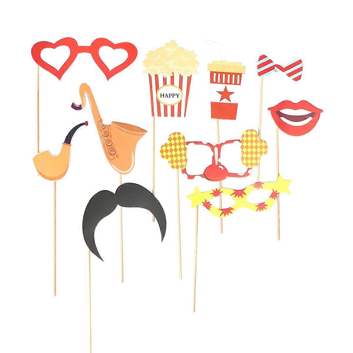 Funny Paper Mask Photo Props Kit for Children's Birthday Party Featuring Clown Theme in Assorted Color 30Pcs