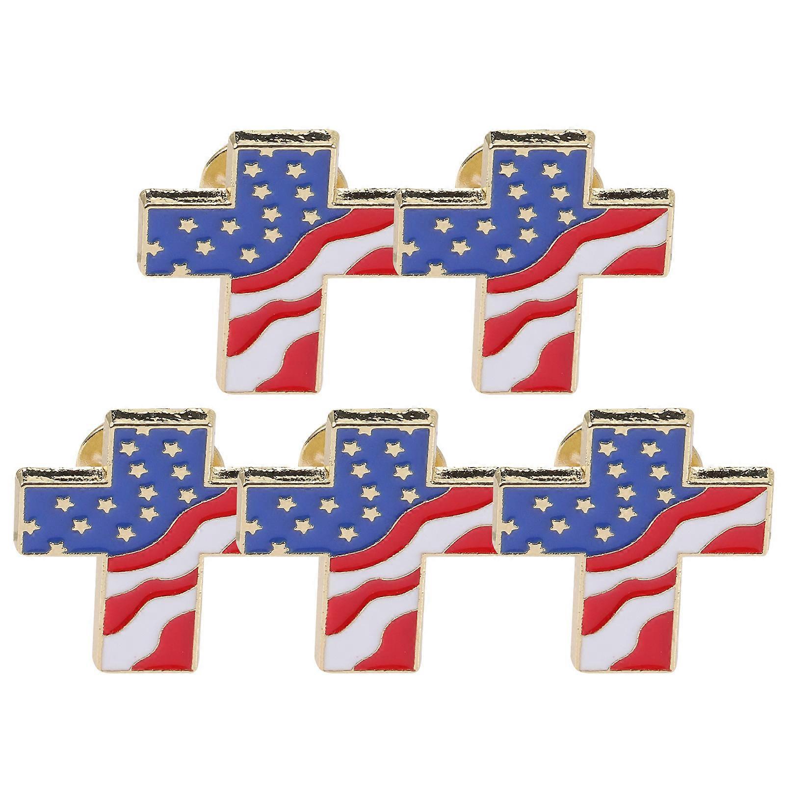 Elegant Cross Shape Brooches Featuring Independence Day Flag For Men And Women In Various Occasions 25 Pcs