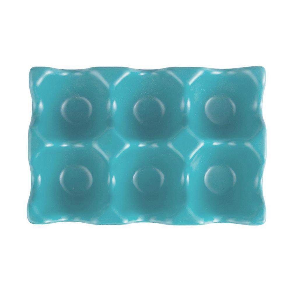 Sky-Blue Ceramic Egg Storage Container for Eggs Storage 6 Grids Holder 2Pcs