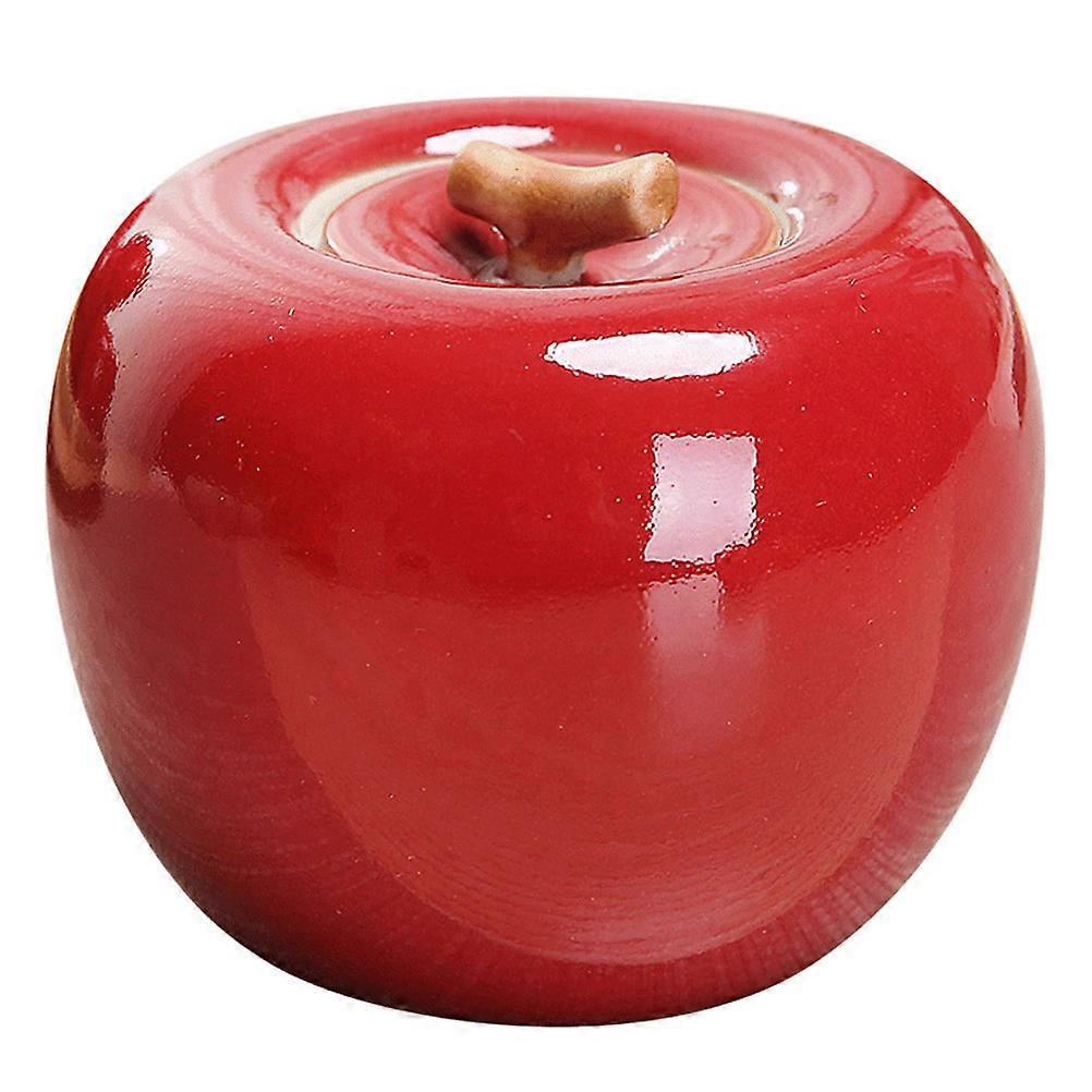 Ceramic Tea Canister Apple Shape for Storage 3Pcs Red Tea Jars