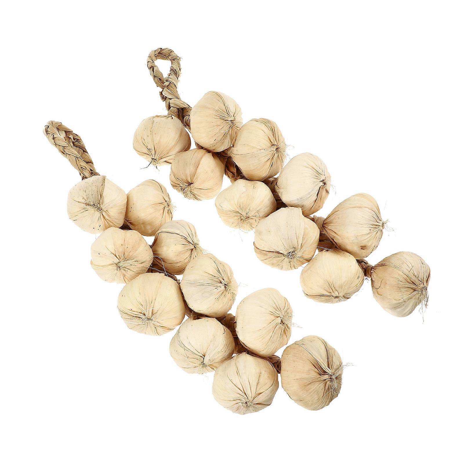 Vegetable Models Hanging Fake Garlic for Decoration 2Pcs Artificial Strings
