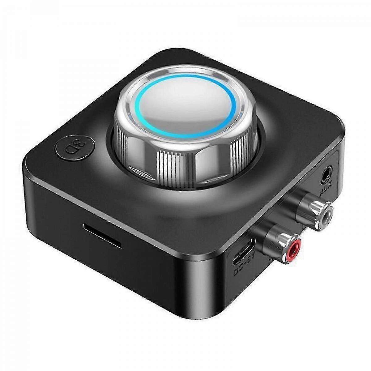 Bluetooth 5.0 Receiver with 3D Surround Sound - Wireless 3.5mm Aux to 2 RCA Audio Adapter with Auto On Function qhk