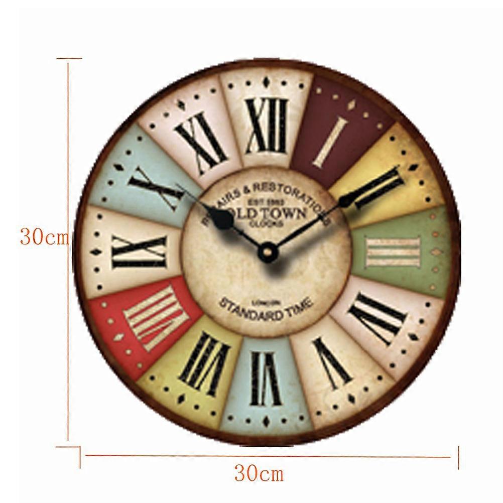 Chic Rustic Vintage Round Wall Clock Timekeeping Living Room Decor 34Cm 1Pcs
