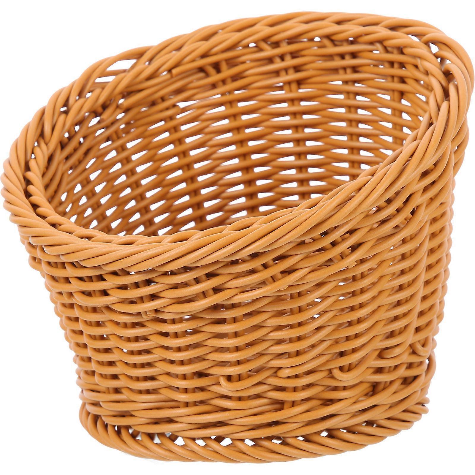 Woven Bread Basket for Storage Use Brown Handcraft PVC Basket