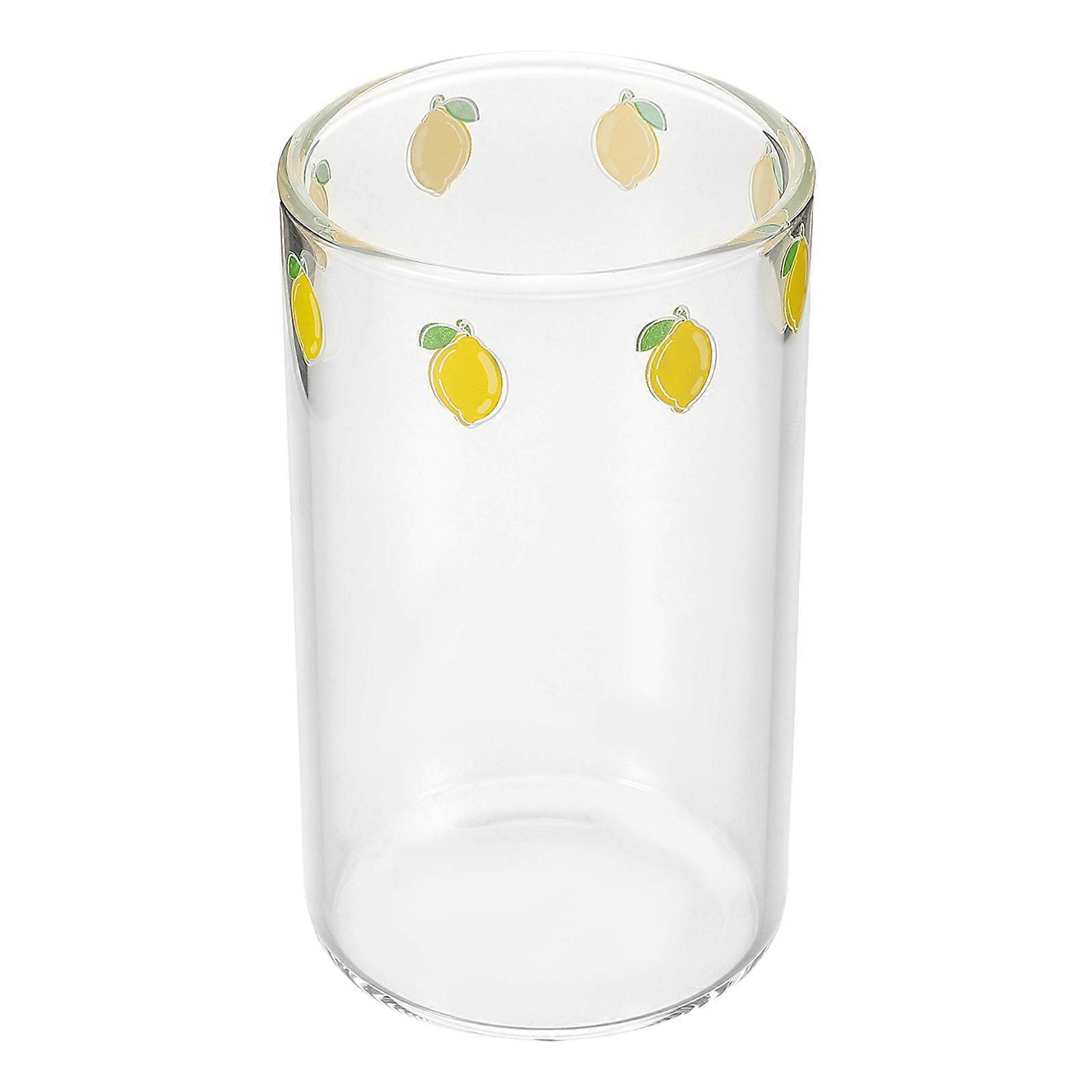 Transparent Lemon Glass Cup with Straw for Summer Beverage 2Pcs