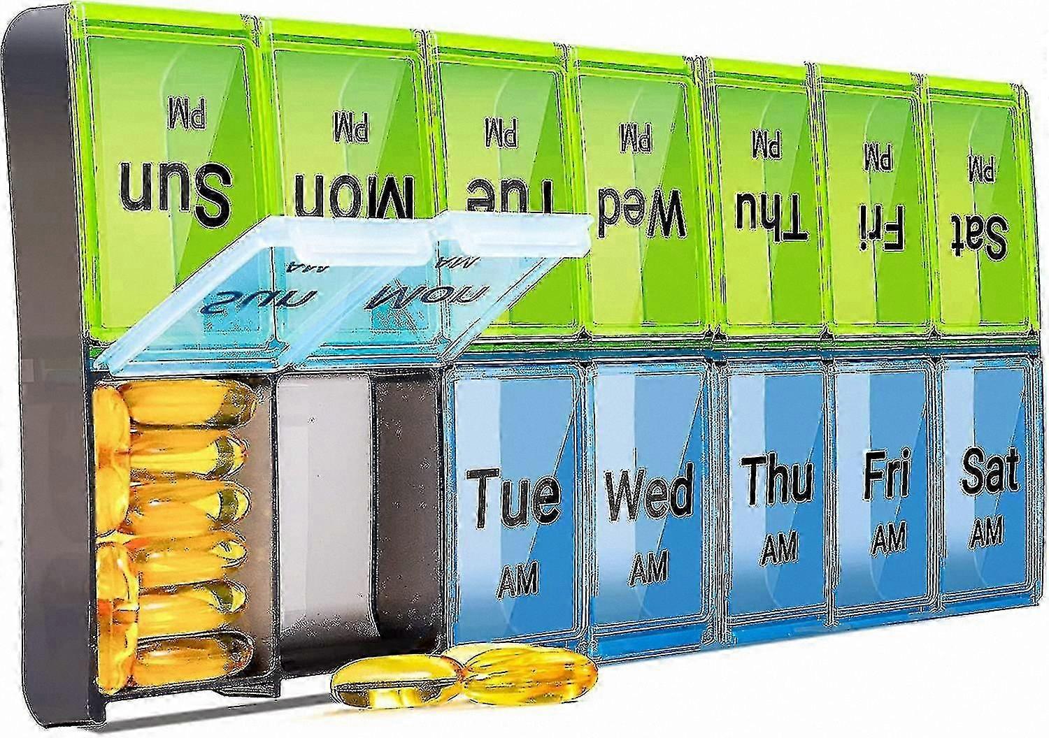 Oversized Weekly Pill Organizer for Twice Daily Medication, 7-Day AM PM Large Vitamin Case
