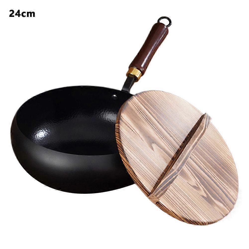 Japanese Iron Frying Pan Healthy Non-Stick Uncoated Skillet For All Stoves Lid Set