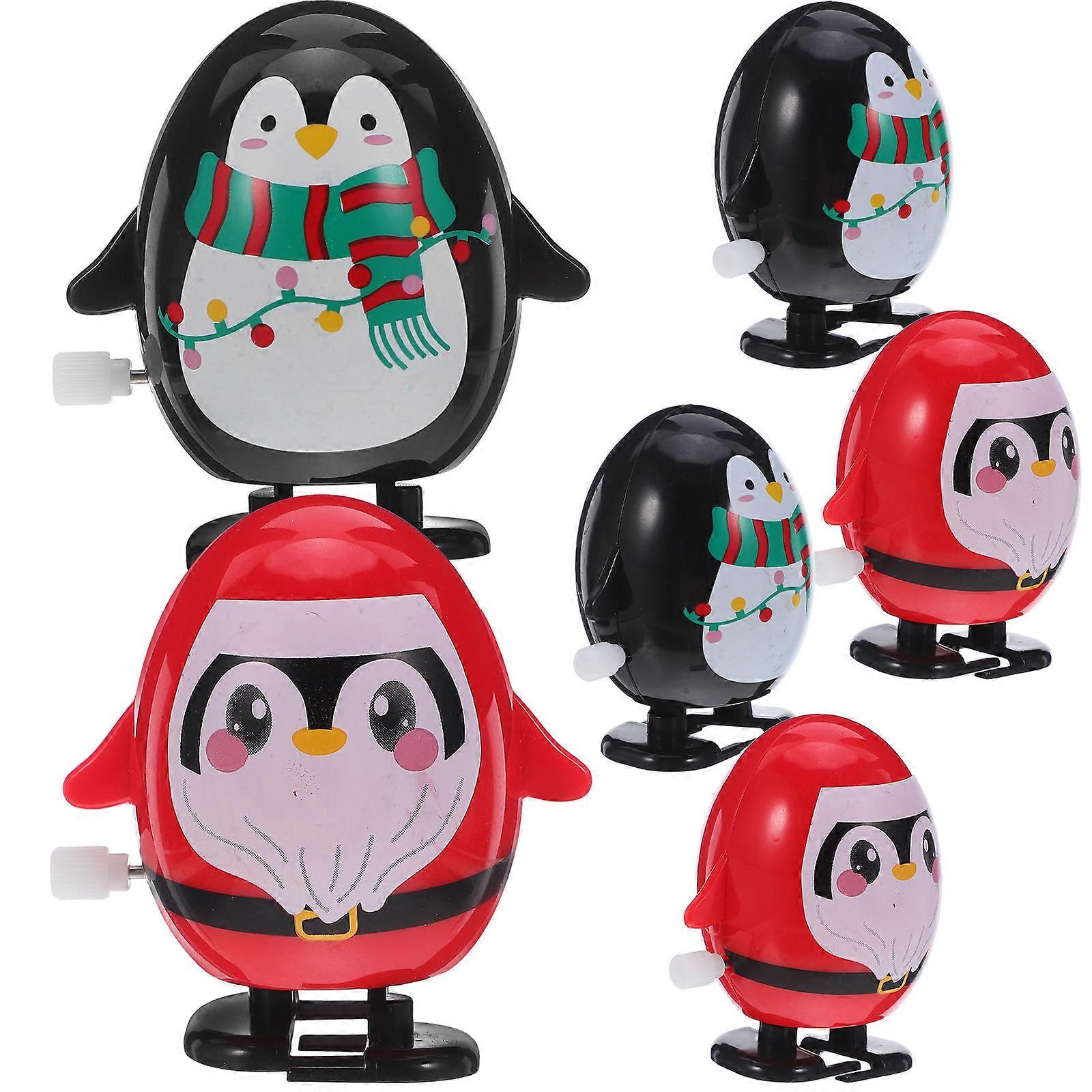Plastic Wind Up Toys Penguin Figures for Playing 6Pcs Assorted Colors