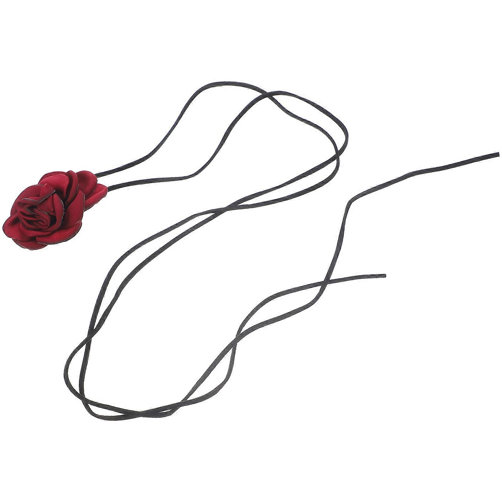 Red Rose Necklace Hanging Neck Chain for Decoration Use 5Pcs Choker Set