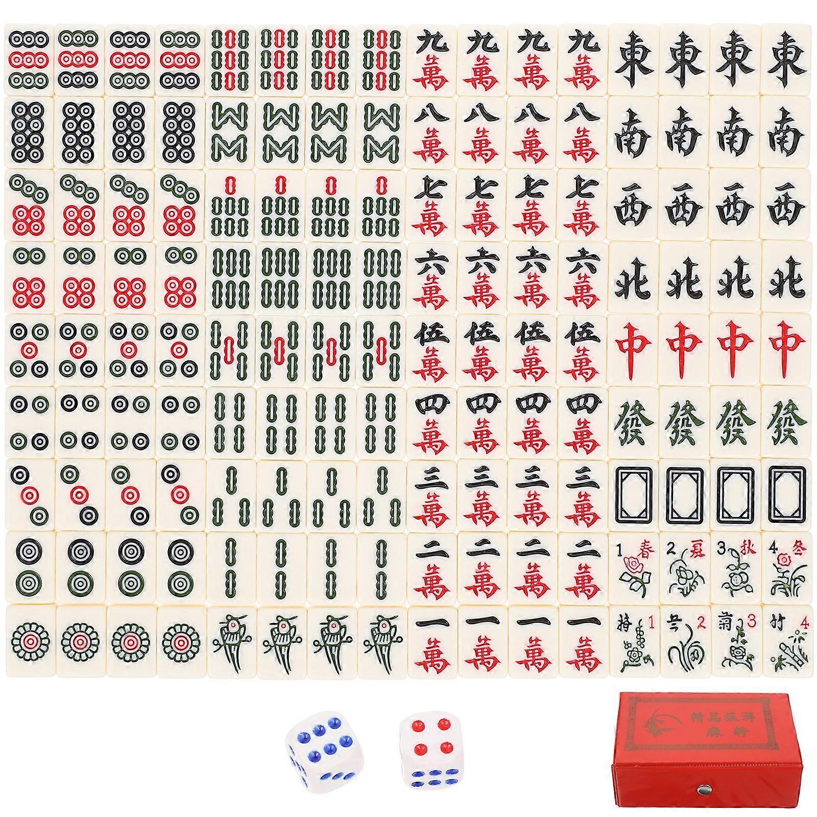1 Set Mini Mahjong Game Portable Travel Mahjong Set Classic Gathering Party Game