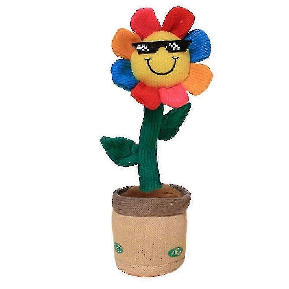 Electric Dancing Sunflower Stuffed Plush Doll Singing Twisting Rabbit Plush Toy - HZ