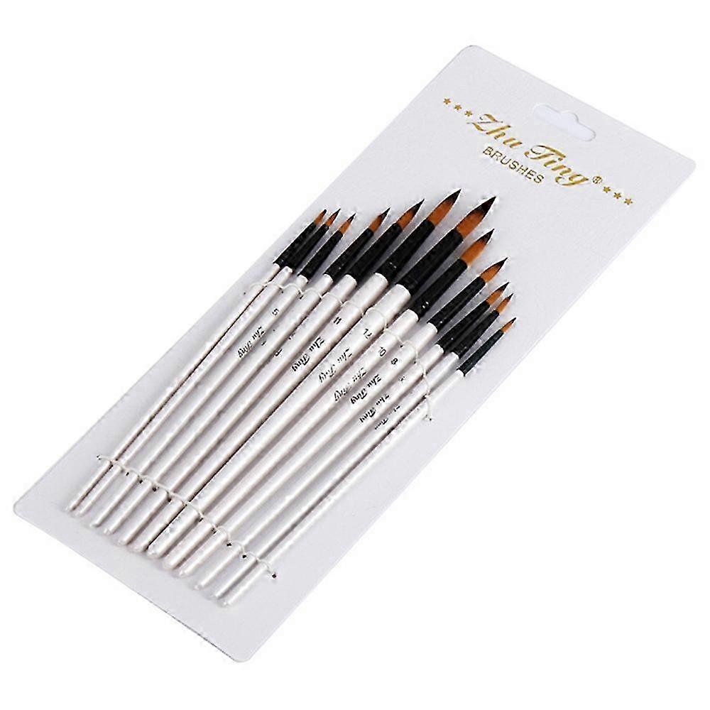 ZHUTING 12Pcs Paint Brush Set Wooden Handle Nylon Tip Painting Brushes for Gouache, Watercolor, and