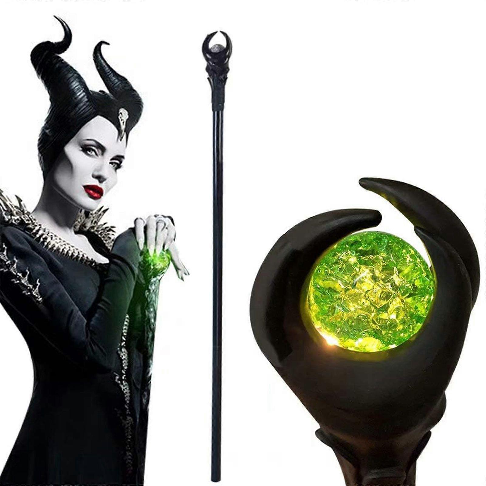 51in Maleficent Green Light Orb Staff, Wizard Magic Scepter for Halloween