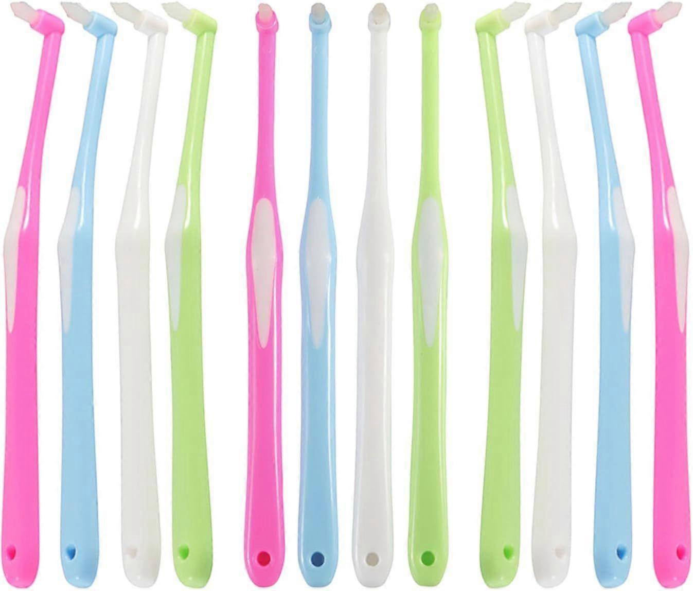 SYEYCW 12 Pcs Single Tufted Toothbrush Orthodontic Toothbrushes Interspace Toothbrushes Soft Single Tufted Toothbrush for Detail Cleaning and Orthodon