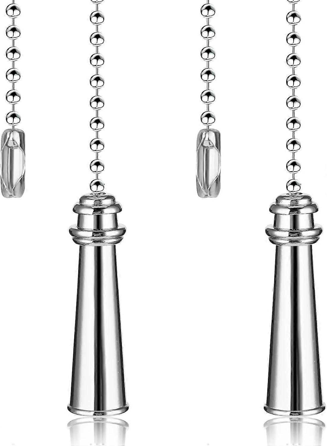 2 Pcs Metal Ceiling Fan Pull Chain Set, Black Pull Chain Extension with Connector Lamp Pul