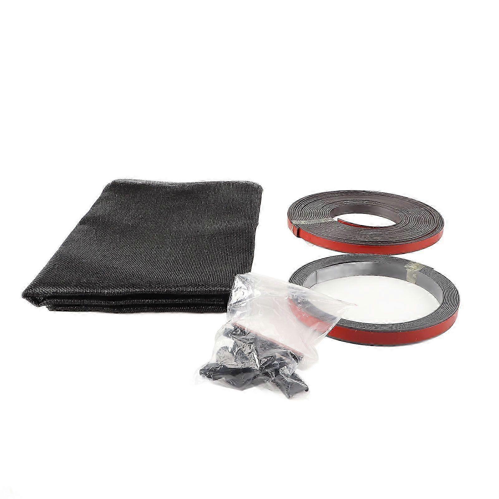 Magnetic Screen Window Fiberglass Anti Theft Lightweight Mesh Screen Kit 100x120cm Gray Frame Black Mesh