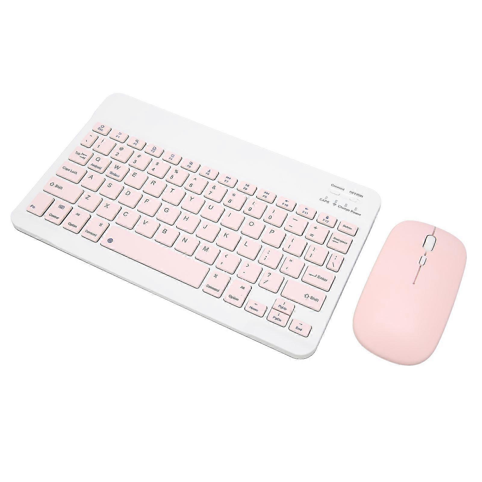 Wireless Keyboard Mouse Set 10in Computer Keyboards Mouse Combo for Tablet Mobile Phone Computer Pink 26s