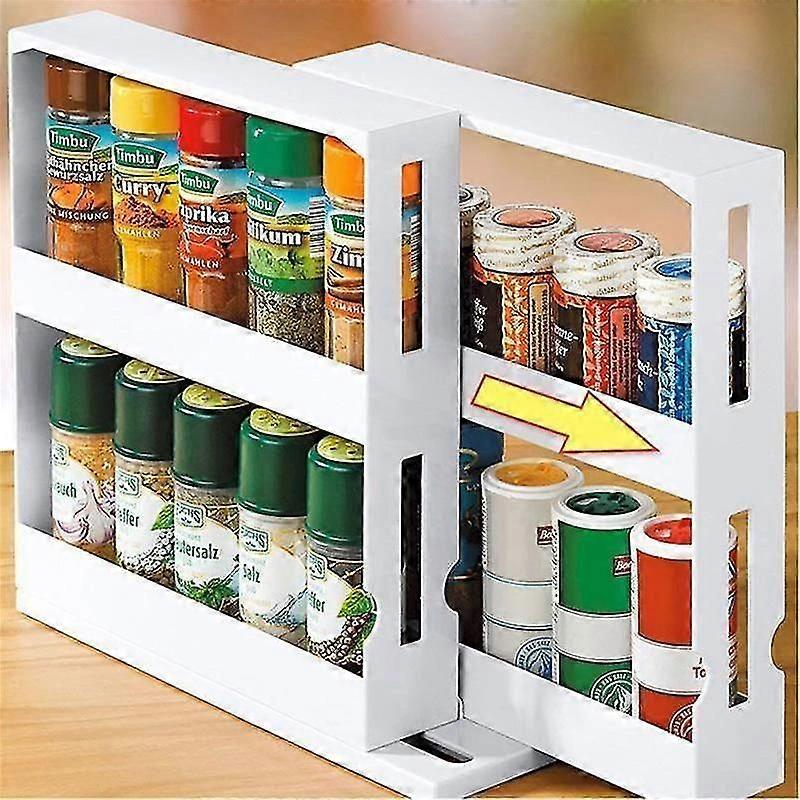 Delicate Spice Rack Multi Function Double Storage Rack Food Box Rotating Spice  Holders