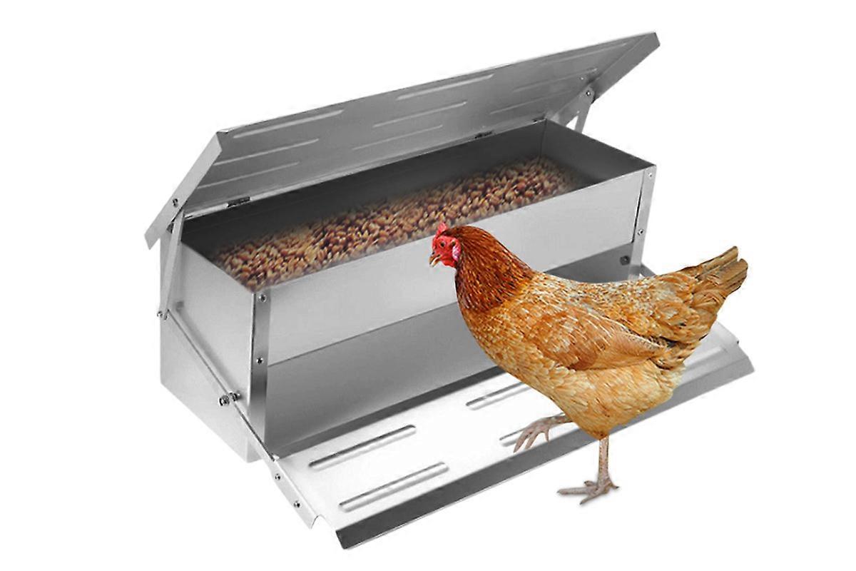 Automatic Chicken Feeder Stainless Steel Rat Proof with Lid for