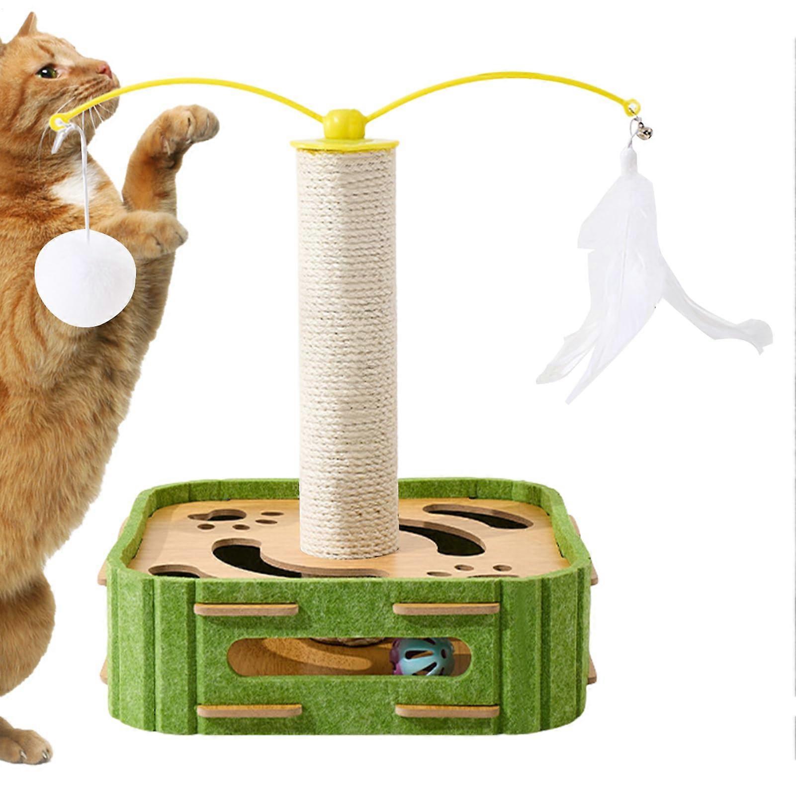 Indoor Cat Scratching Posts Enrichment Ball Track Kitten Scratching Post With Toys For Indoor Cats Corner Play Area