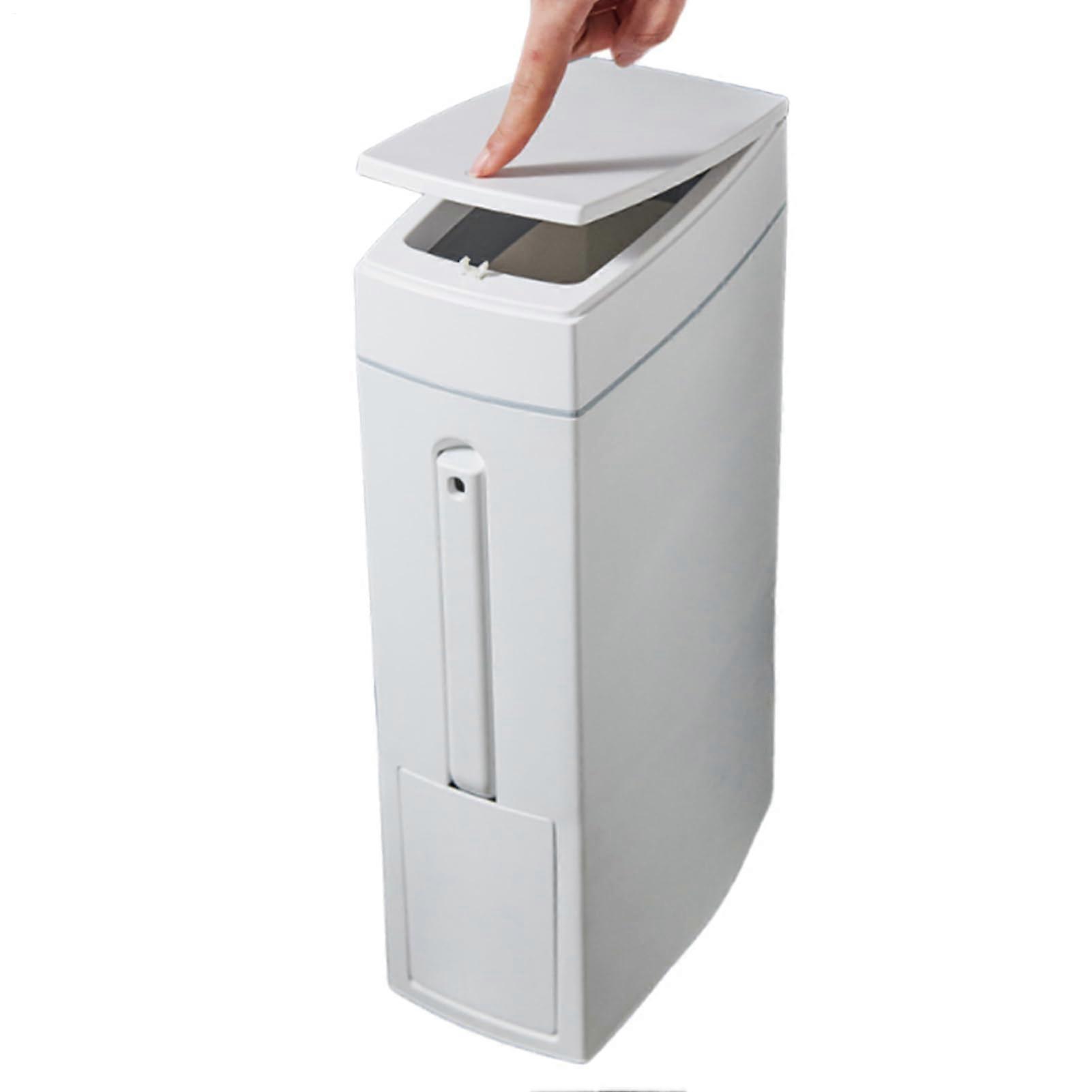 Garbage Can With Lid 4.5L Modern Rubbish Container For Bedroom Kitchen Dorm RV Restroom Nursery With Brush