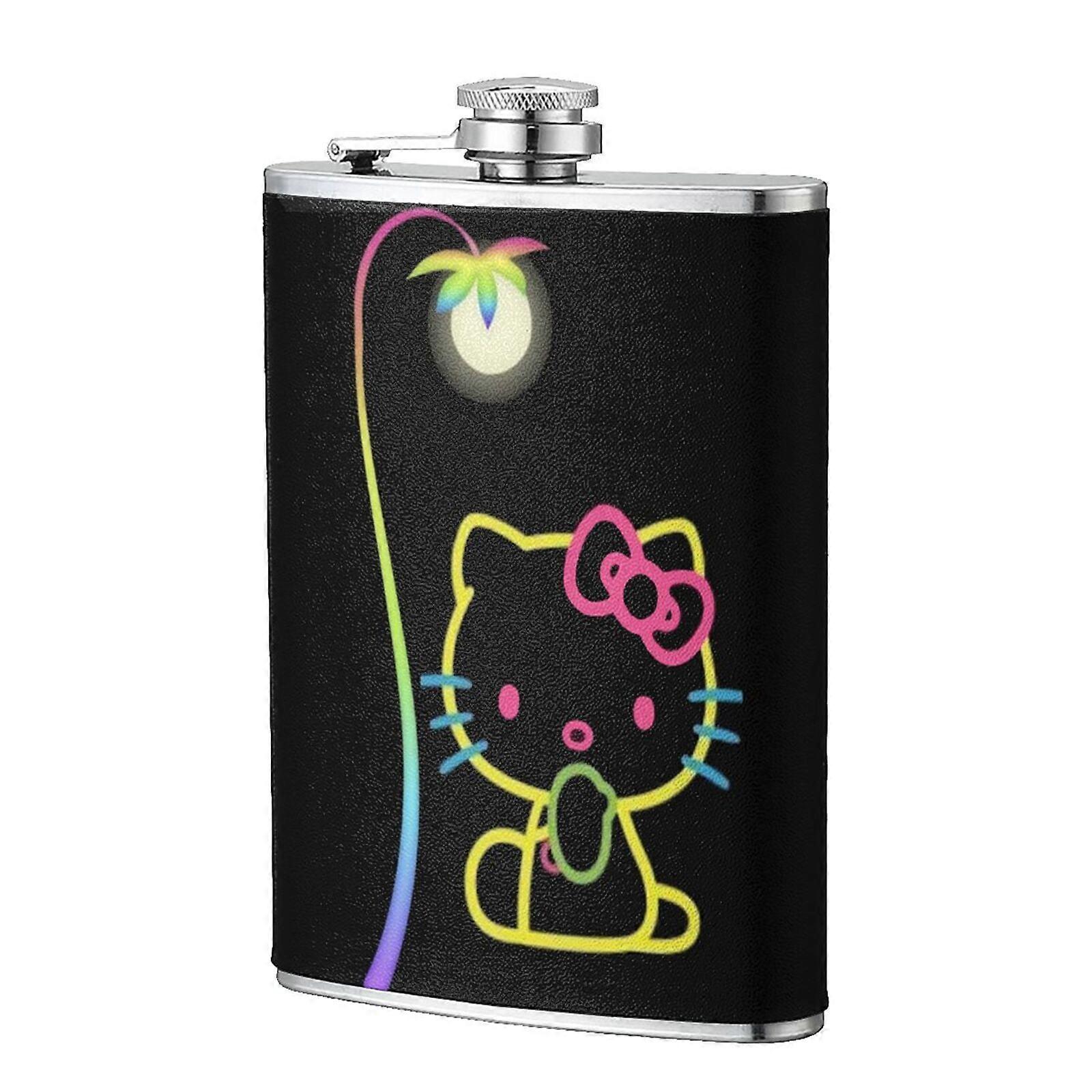 Hello Kitty 8oz Stainless Steel Flask - Compatible with Liquor, Whiskey & Spirits - Spill-proof, Portable & Durable