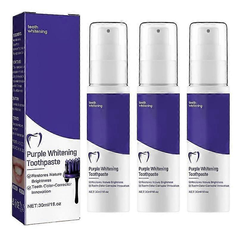 1-3pcs Purple Teeth Whitening Toothpaste - Purple Toothpaste Whitening- Instantly Removes Yellow Undertones, Non-invasive Formula, Safe Daily Use Teet