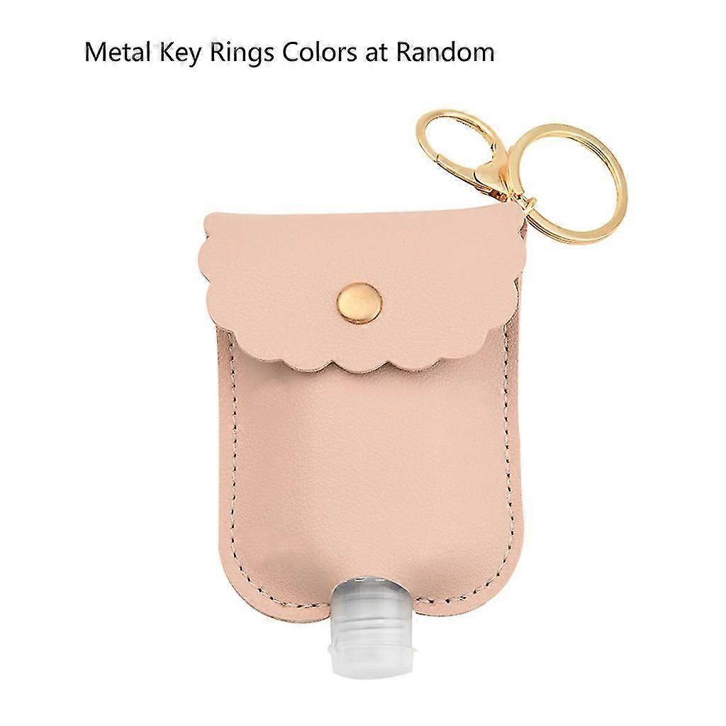 60ml Portable Squeeze Empty Hand Sanitizer Bottle With Leather Keychain Holder