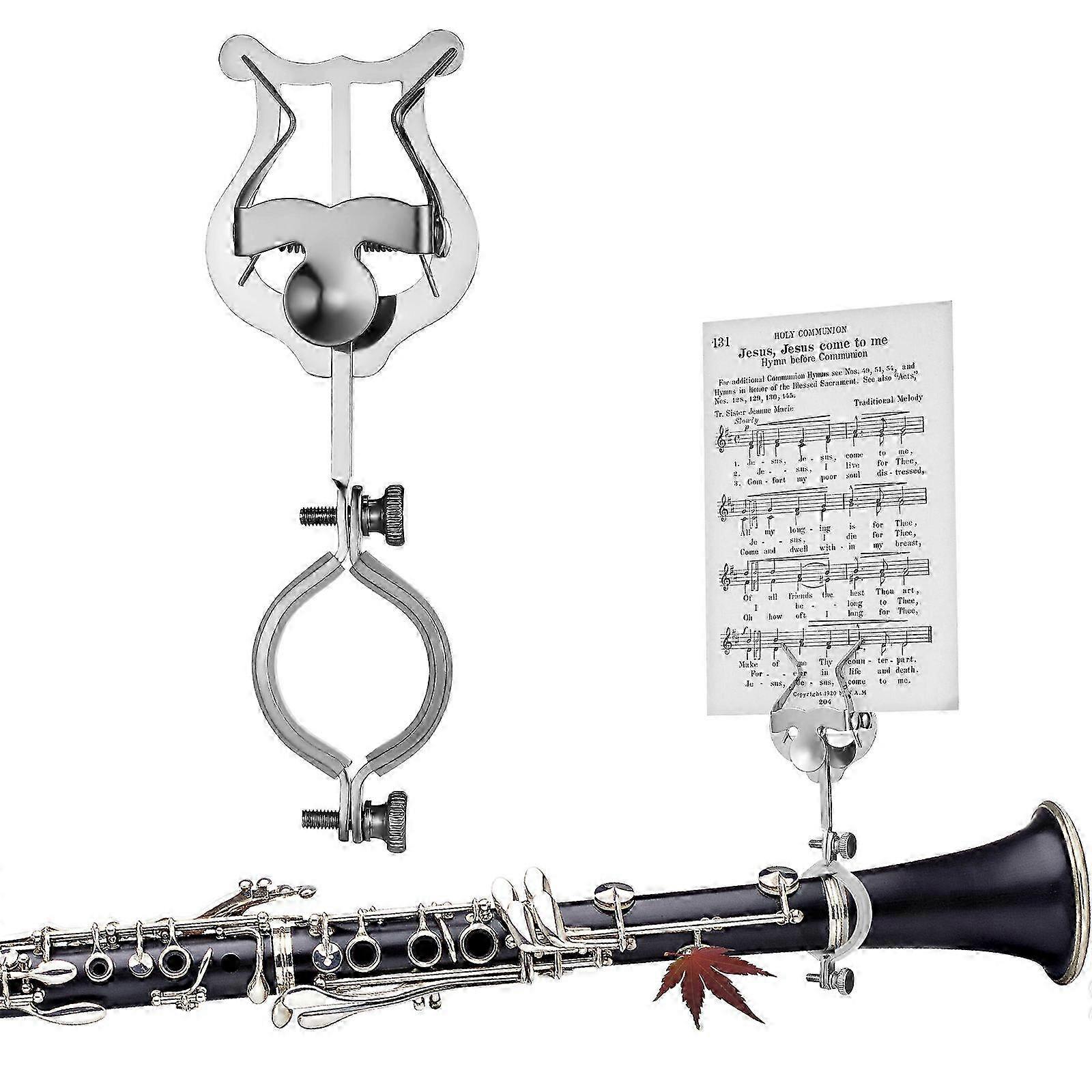 Clarinet Music Holder Clarinet Music Sheet Clip Secure Hold Iron Oboe Lyre Instruments Accessory16.00X5.20X1.50CM SZRH