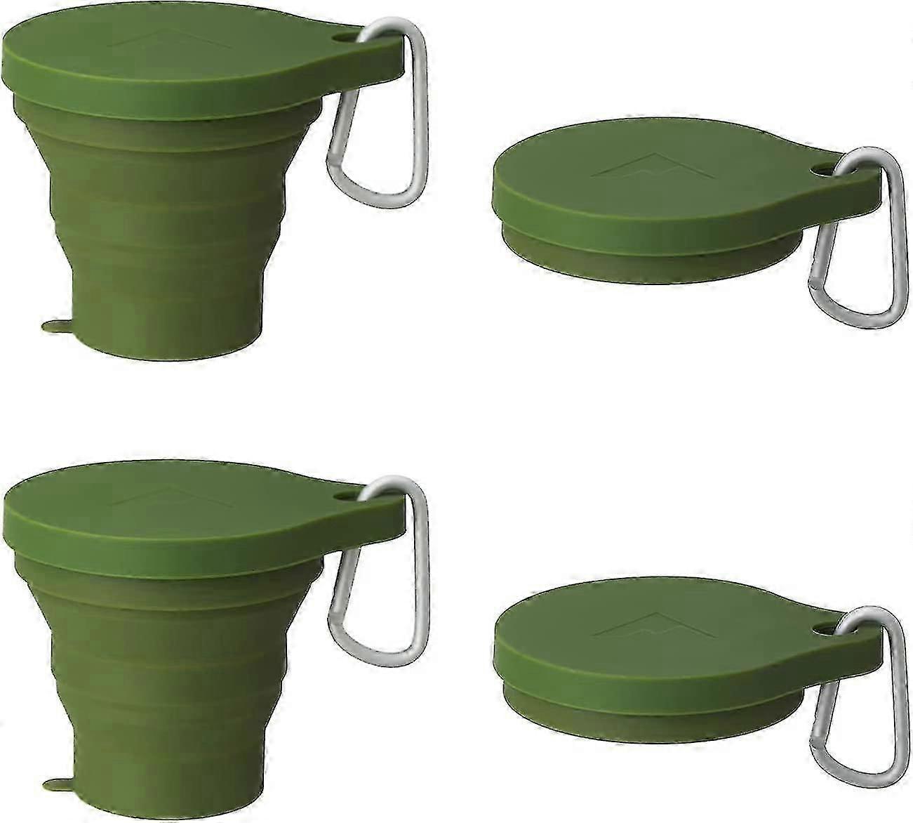Foldable Lidded Cups. 4 Pack. 150ml/5oz Expandable Drinking Cup Set. Travel Cups