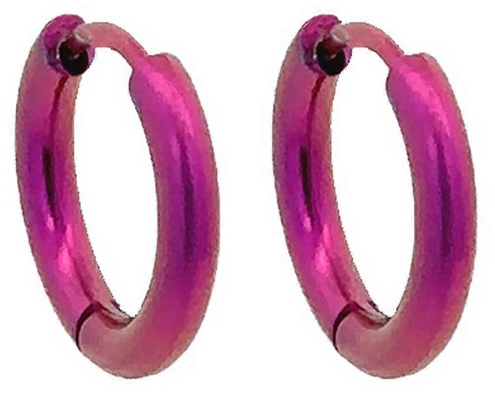 Ti2 Titanium Small Round Hinged Hoop Earrings - Pink
