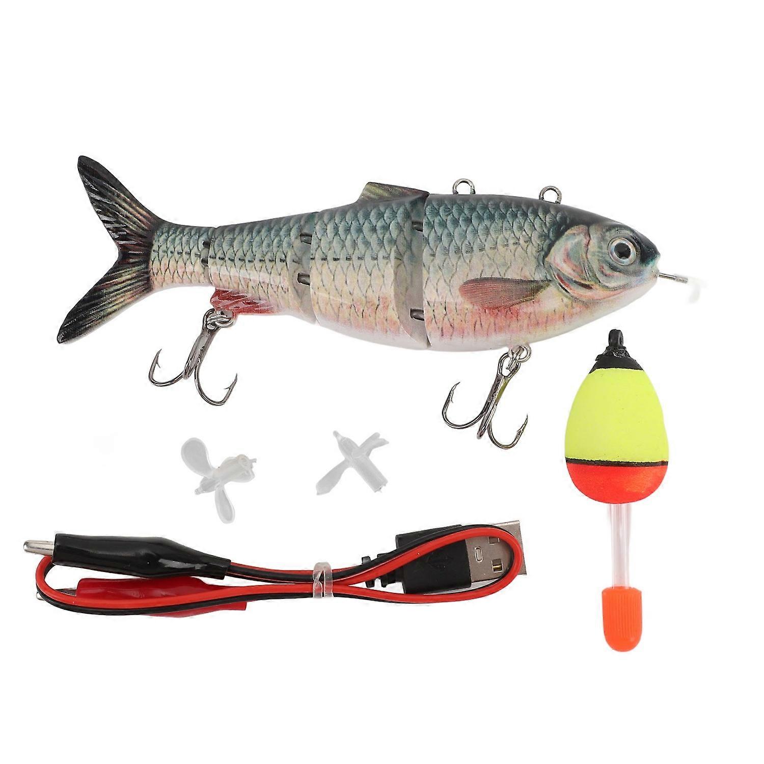 Electric Lure USB Rechargeable Lifelike Multi Jointed Automatic Swimming Bait with LED Light for Fis