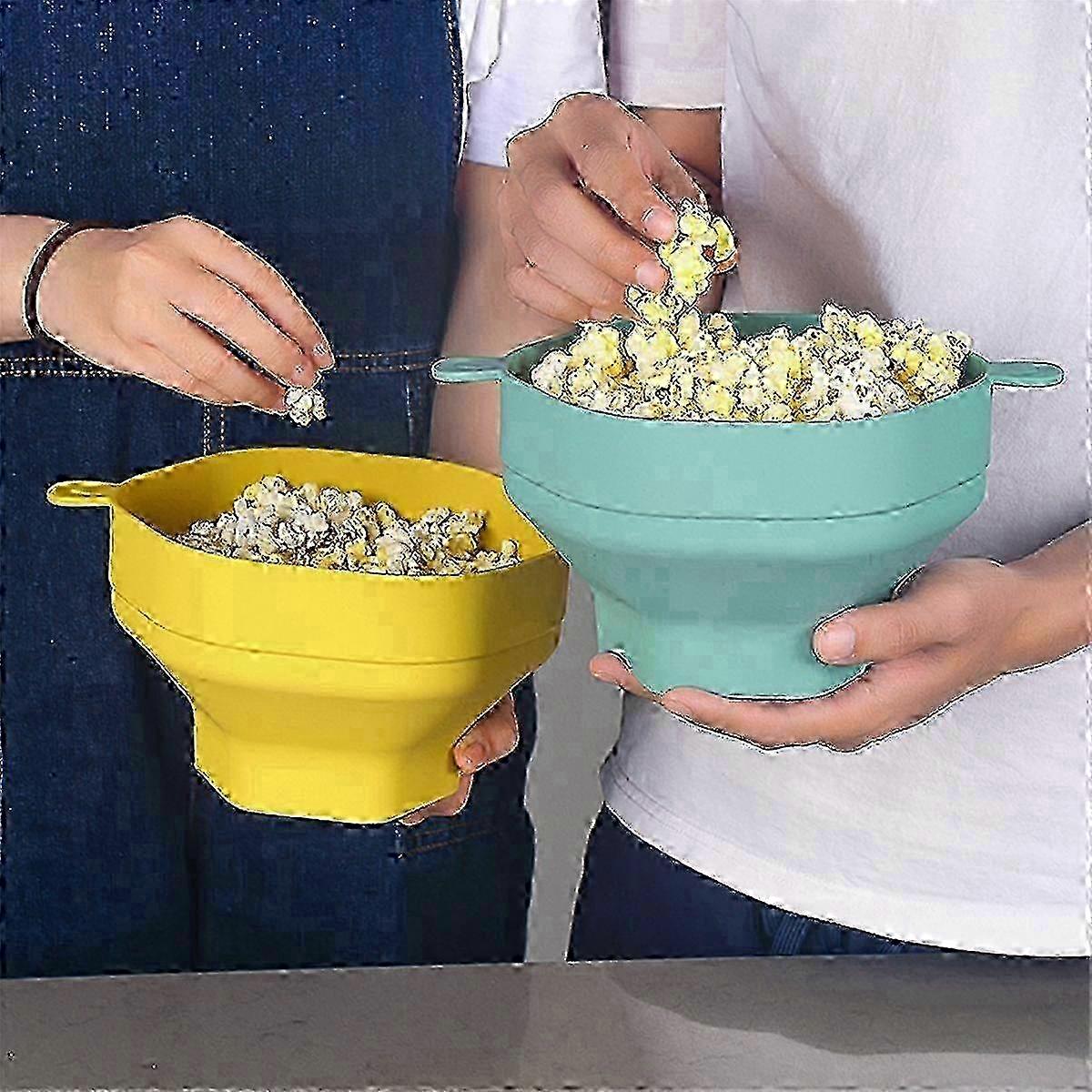 Silicone Microwave Popcorn Bowl Foldable Popcorn Maker Bucket Bowl with Lid Folding Popcorn Kitchen Edition a 2025