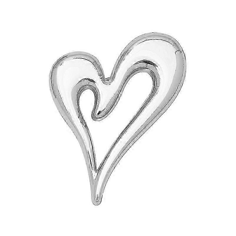 Metallic Bright Face Heart Design Brooch Simple Suit Accessories