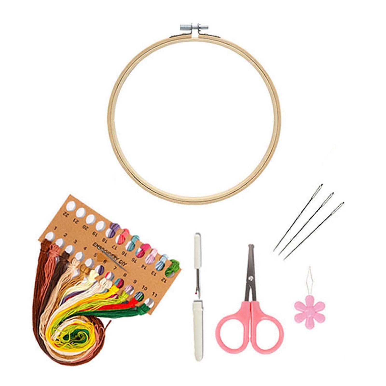 Hand Embroidery Starter Set With Pre Marked Fabric Needle NonToxic Thread Perfect For Relaxing Home DIY Projects Multicolor