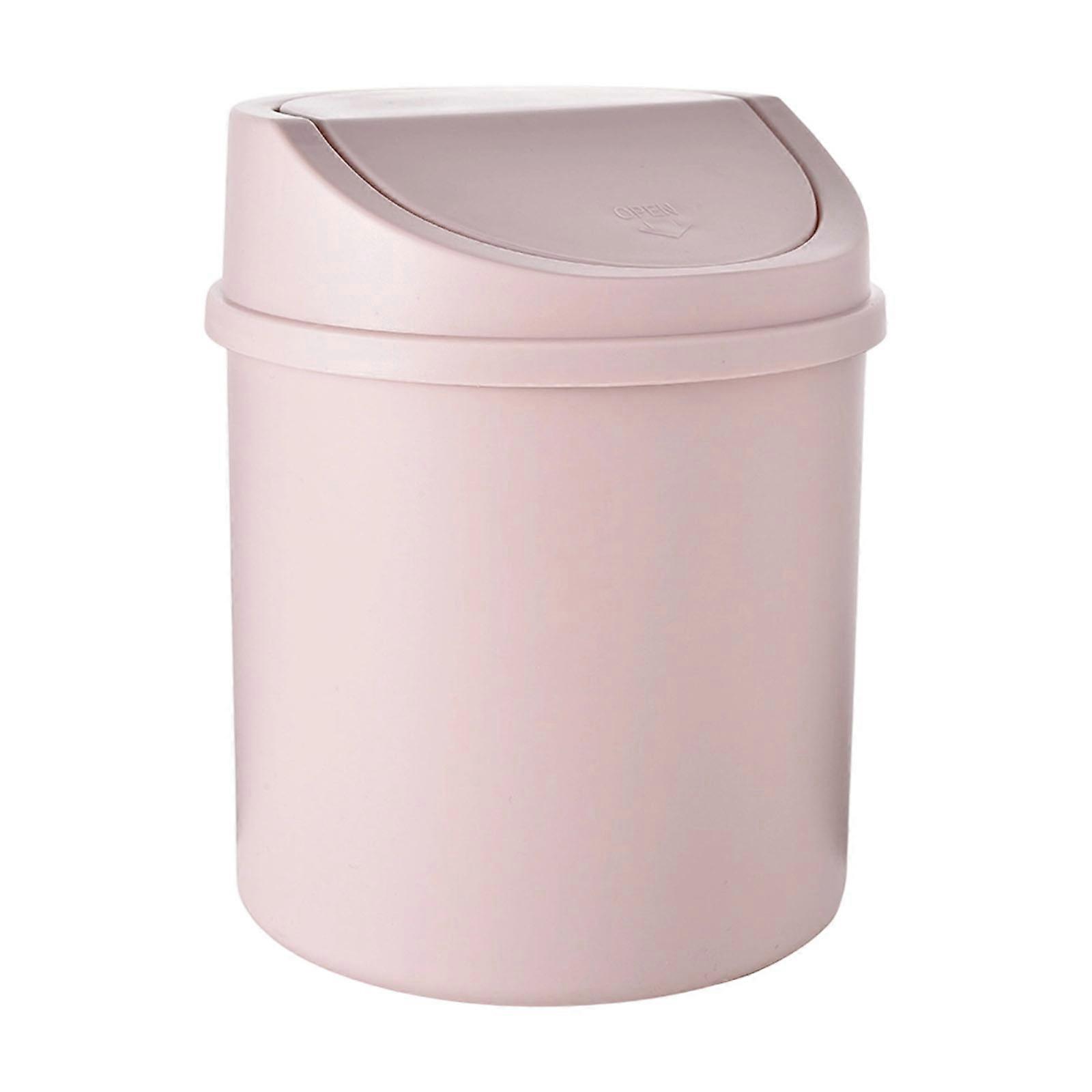 Small Trash Can With Easy Lid Design Easy to Clean Desktop Paper Bin For Multipurpose Home and Office Desktop Use  Pink