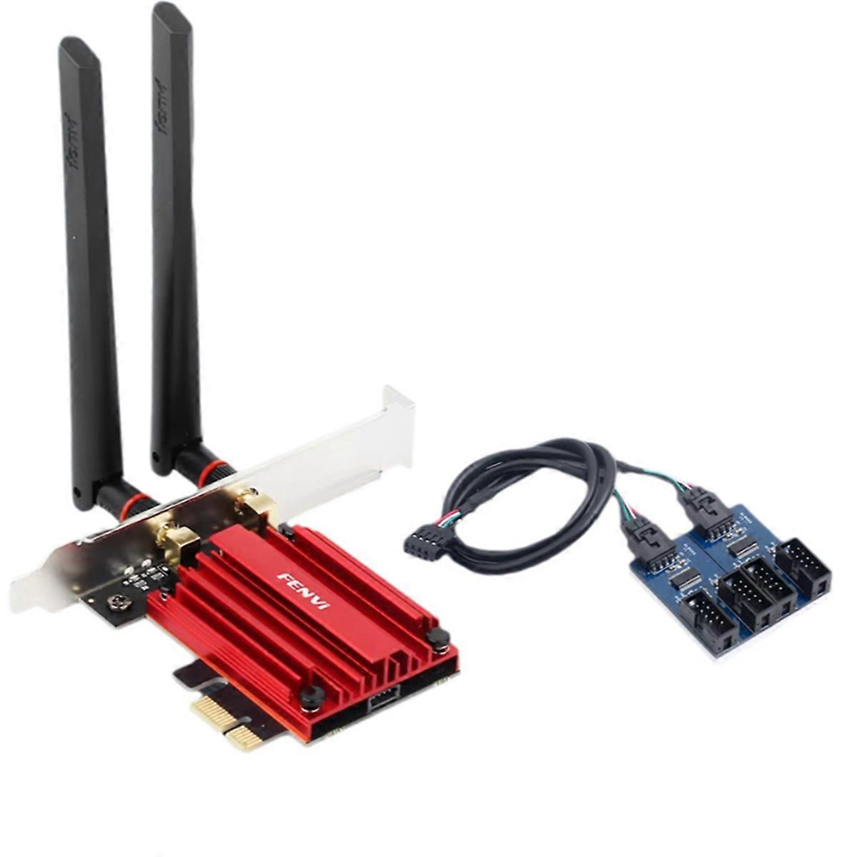 WiFi 7 PCIE WiFi Adapter BT5.4 Tri-Band with 9 Pin 1 to 4 USB2.0 Splitter Motherboard Interface Exte