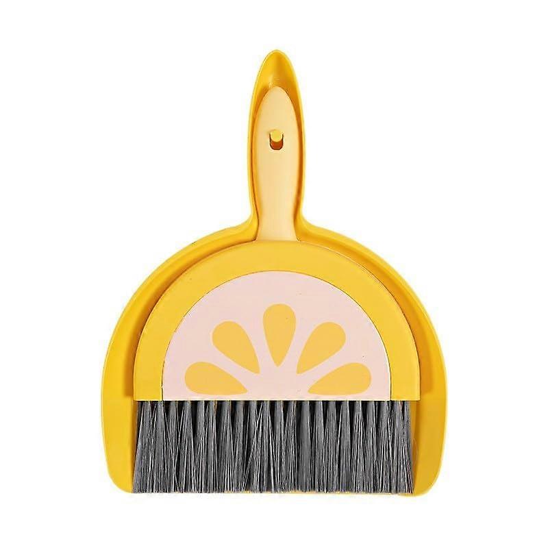 Mini Dustpan and Brush Set for Crumbs, Table, Desk, Keyboard, Kitchen, Yellow Fruit Shape