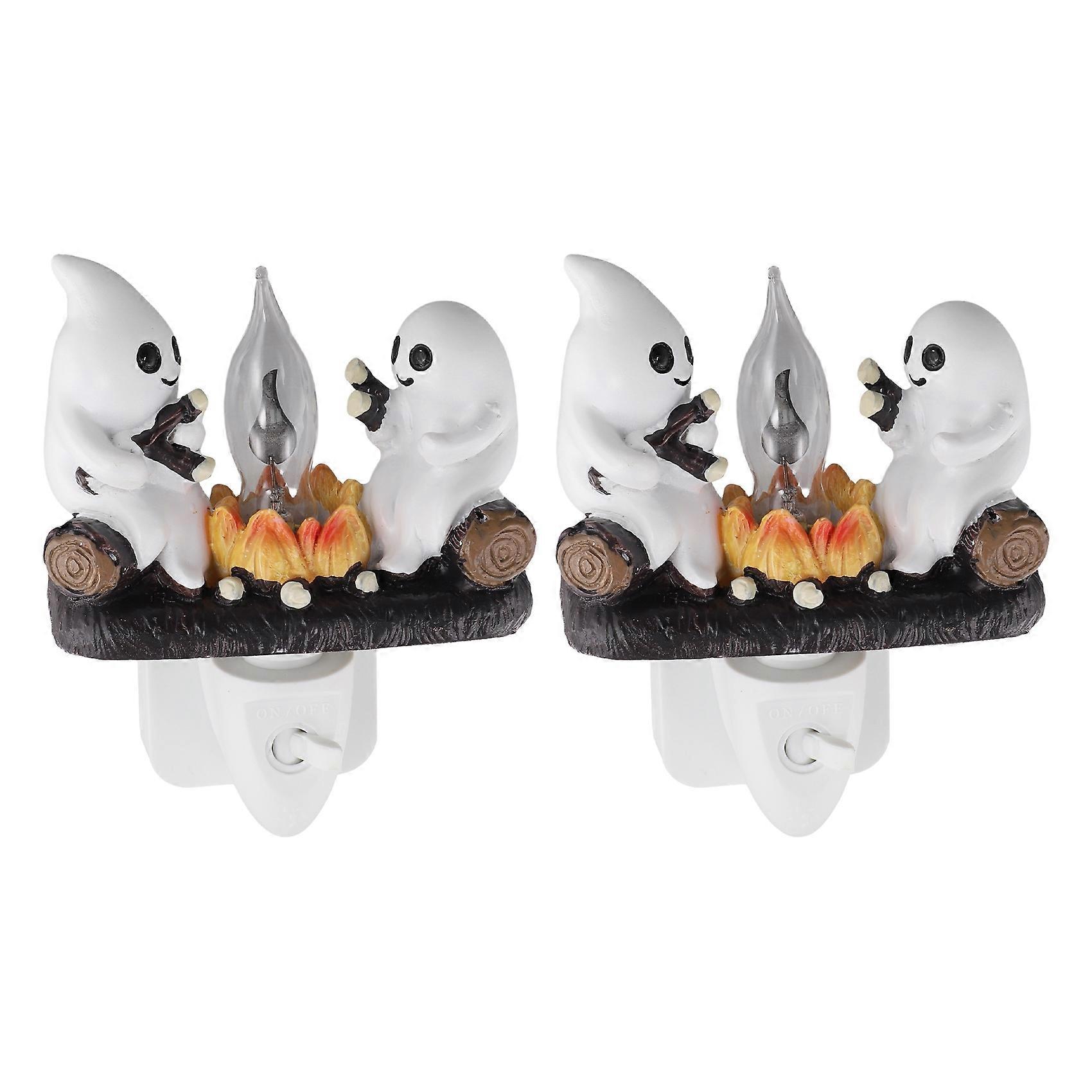 Ghost Campfire Flickering Nightlight Night Light Plug Wall Spooky Fire Night Light Halloween Ghost Campfire UK PLUG