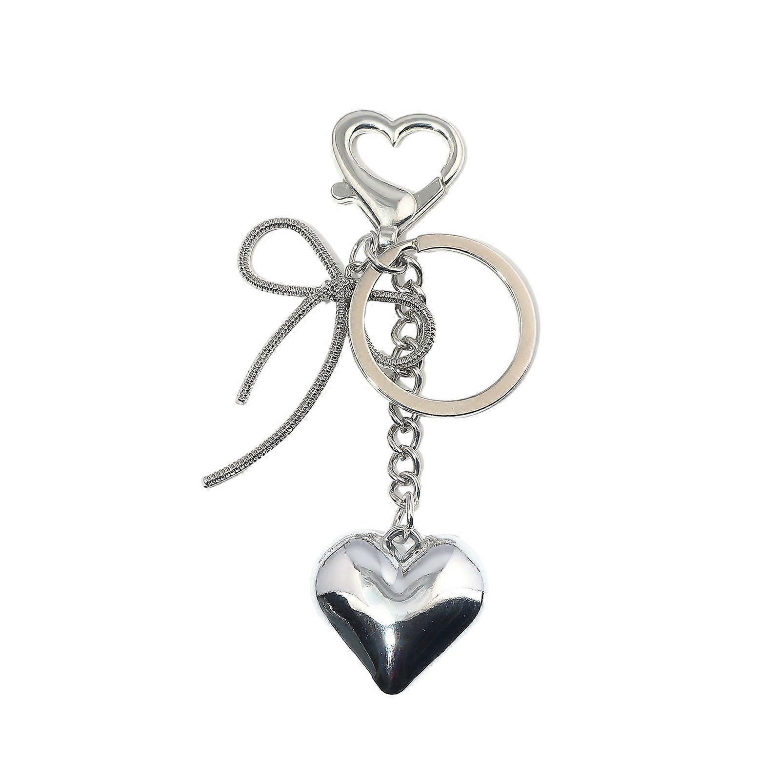 Jikaix Heart Shape Bow Tie Keychain Pendant Lightweight Bag Charm Suitcase Backpack Wallet Keyring Fashion Accessory