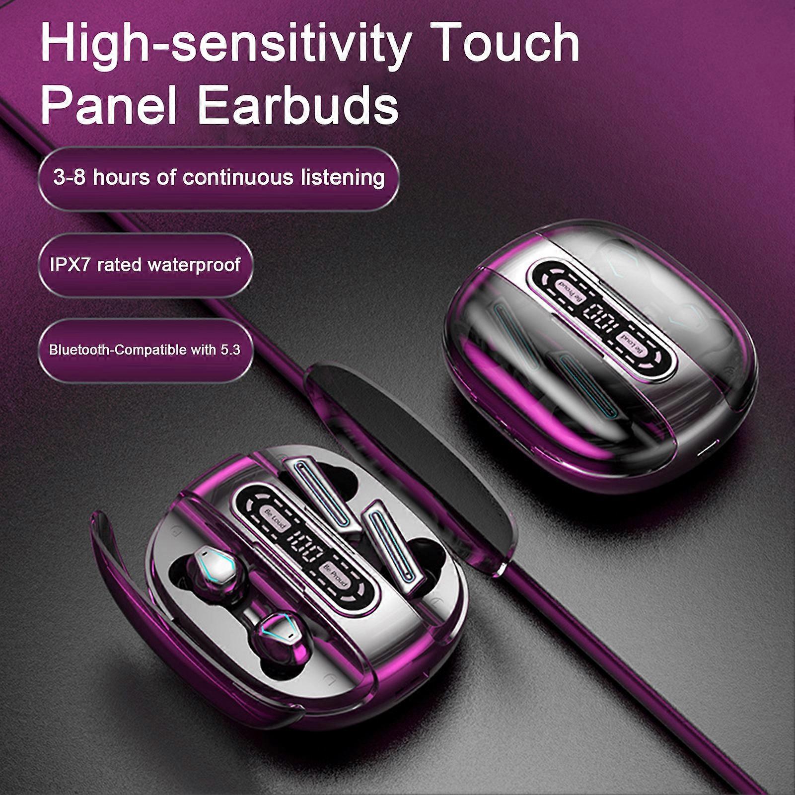 SUSUchens 1 Set Wireless Earphone Two Pairs Bluetooth-Compatible Headphone Power Display In-ear Earbuds for Music Call Orange