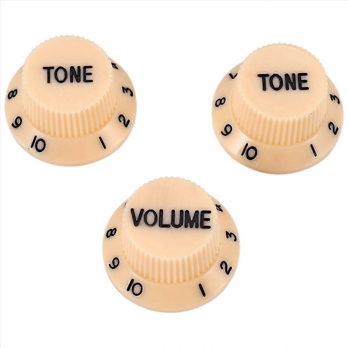  Cream Dark Blue Font 1 Volume& 2 Tone Guitar Control Knobs For Strat