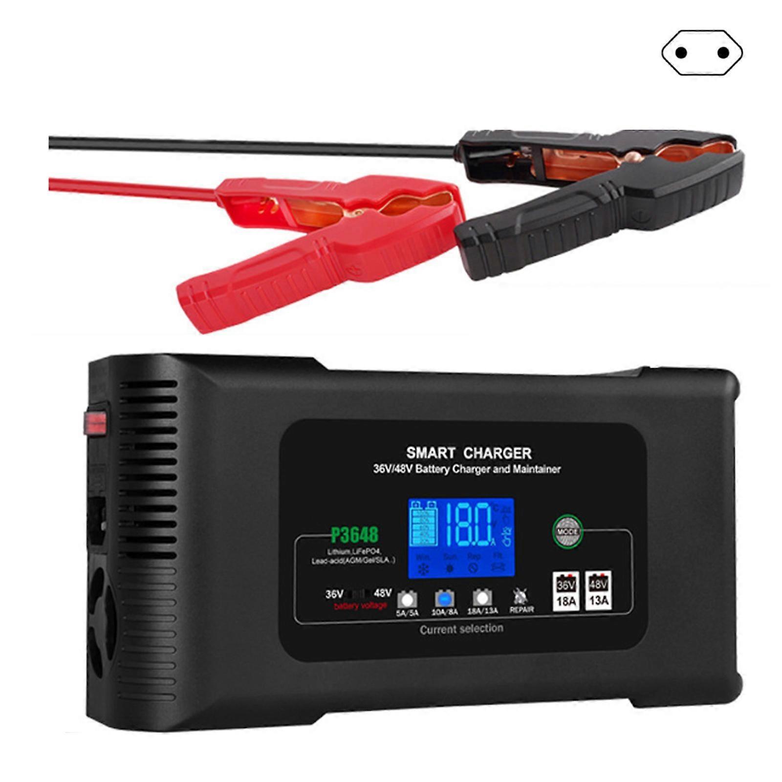 Powerful 36V 48V Battery Maintainer Charging With Replaceable Fuse Flame Retardant Case 9 Protections Multicolor