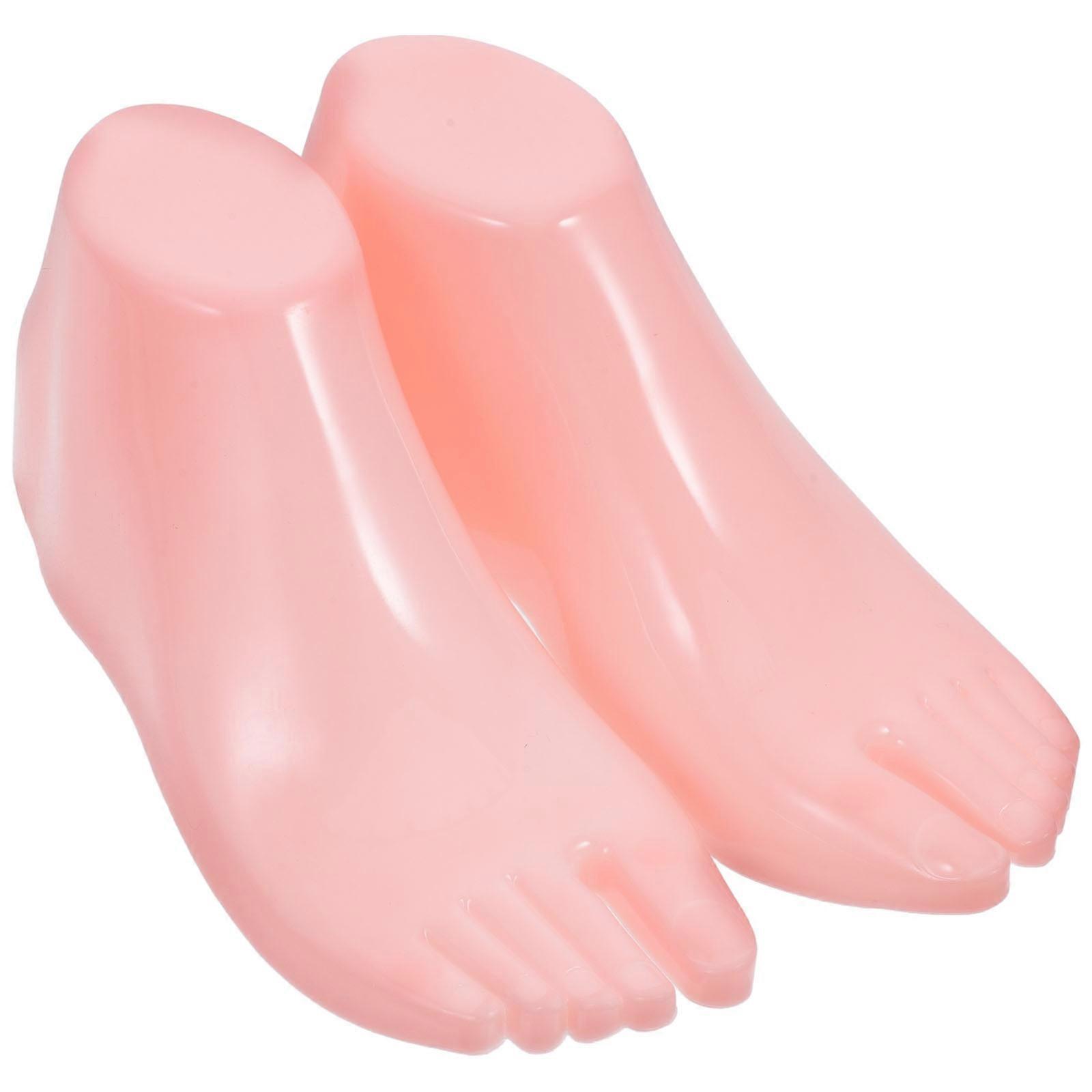 Sock Model Foot Mannequin for Shoe Display Stand in Pink Plastic