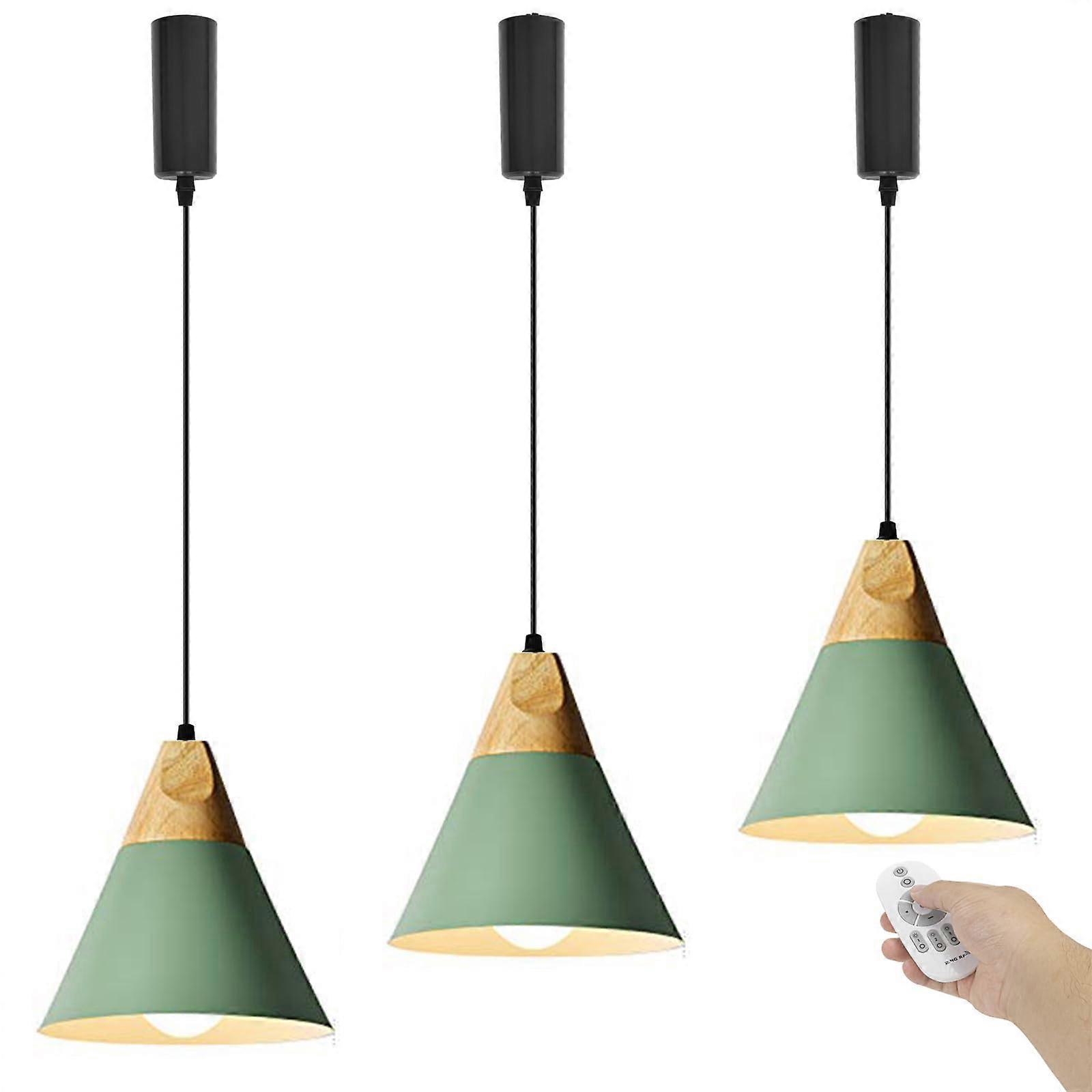 LED Track Lighting Fixture with Stepless Brightness and Adjustable Color, Modern Green Pendant Lamp 3Pcs