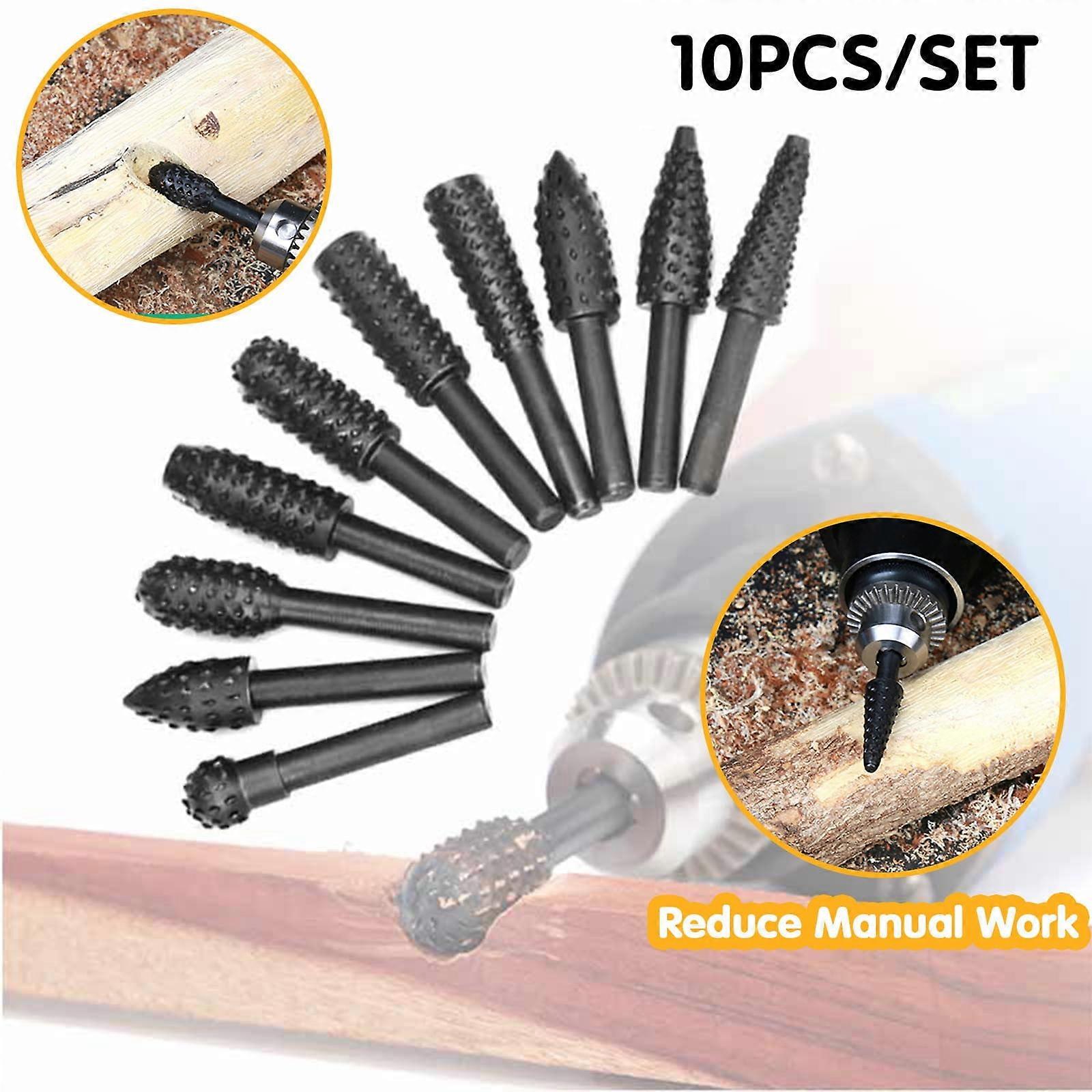 Donemore Woodworking Rotary Burr Rasp Set - Wood Carving File Drill Bits, DIY Woodworking Power Tools for Polishing, Grinding, Engraving