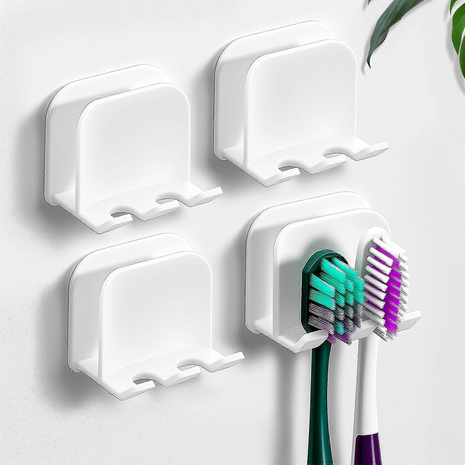 Wall Mounted Toothbrush Holder Set, Self Adhesive Waterproof Double Hook Bathroom Organizer